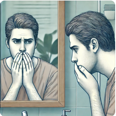 거울을 보는 남성