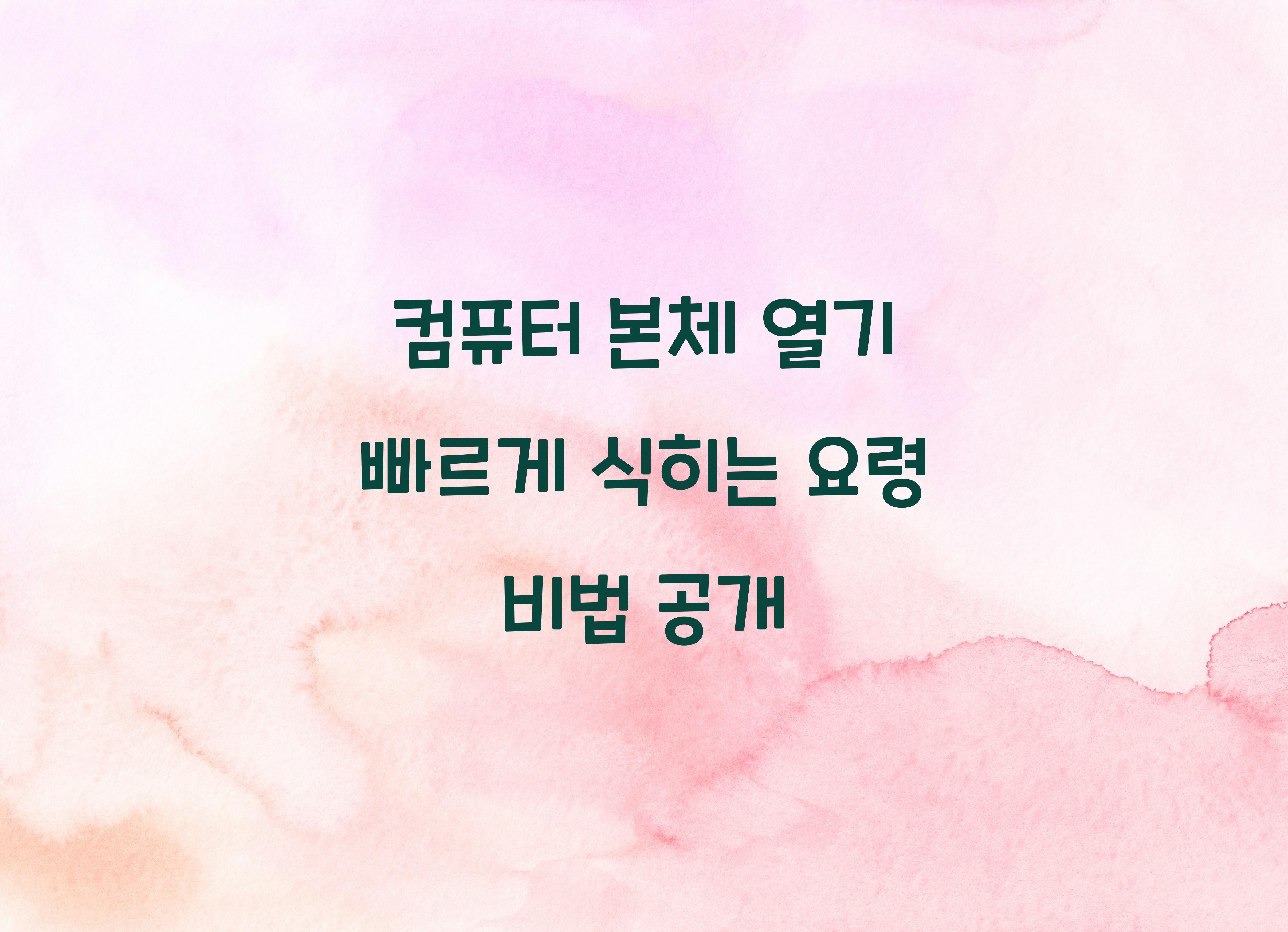 컴퓨터 본체 열기 빠르게 식히는 요령