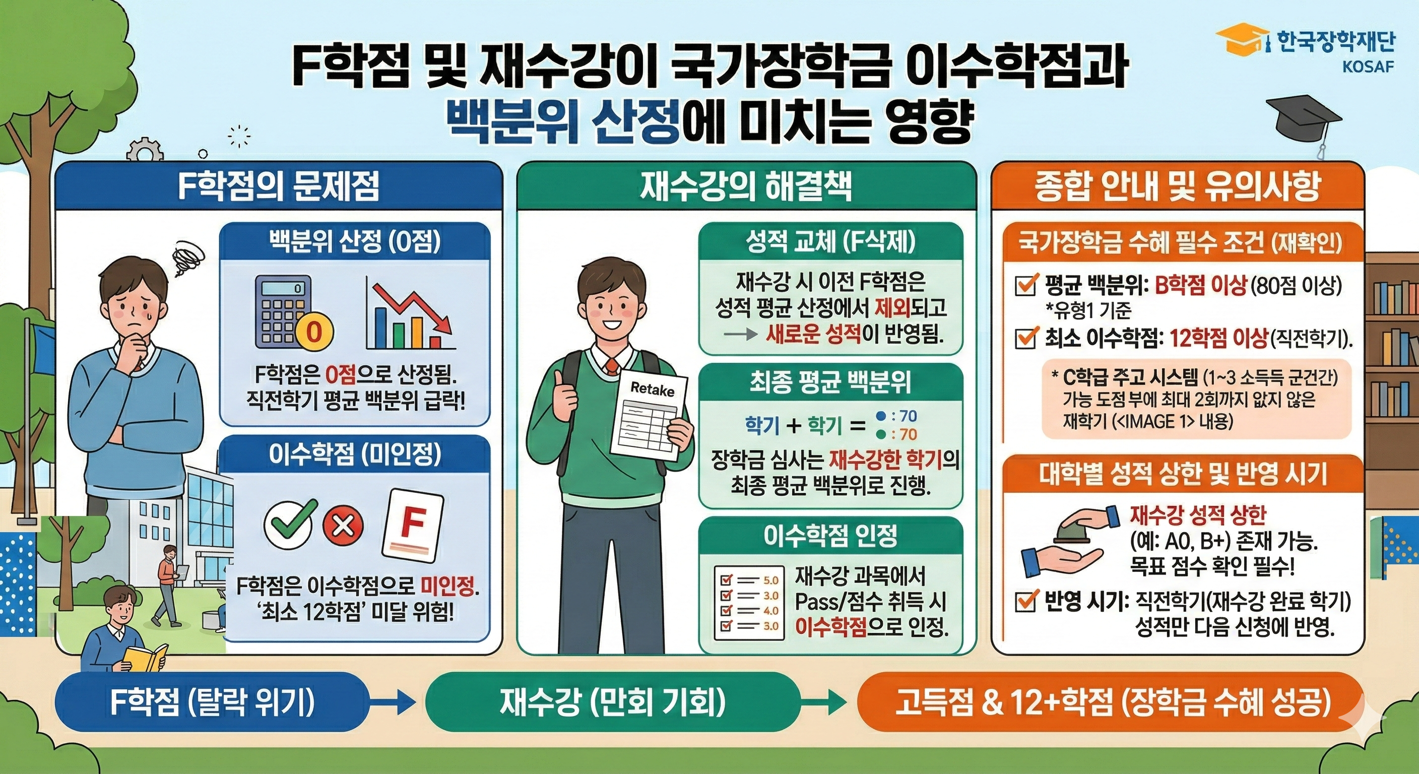 F학점 및 재수강이 국가장학금 이수 학점과 백분위 산정에 미치는 영향