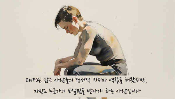 ENFJ는 많은 사람들의 정서적 지지자 역할을 해왔지만, 자신도 누군가의 보살핌을 받아야 하는 사람입니다에 관한 그림