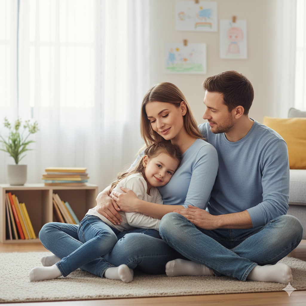 부모와 아이의 안정 관계를 나타내는 이미지