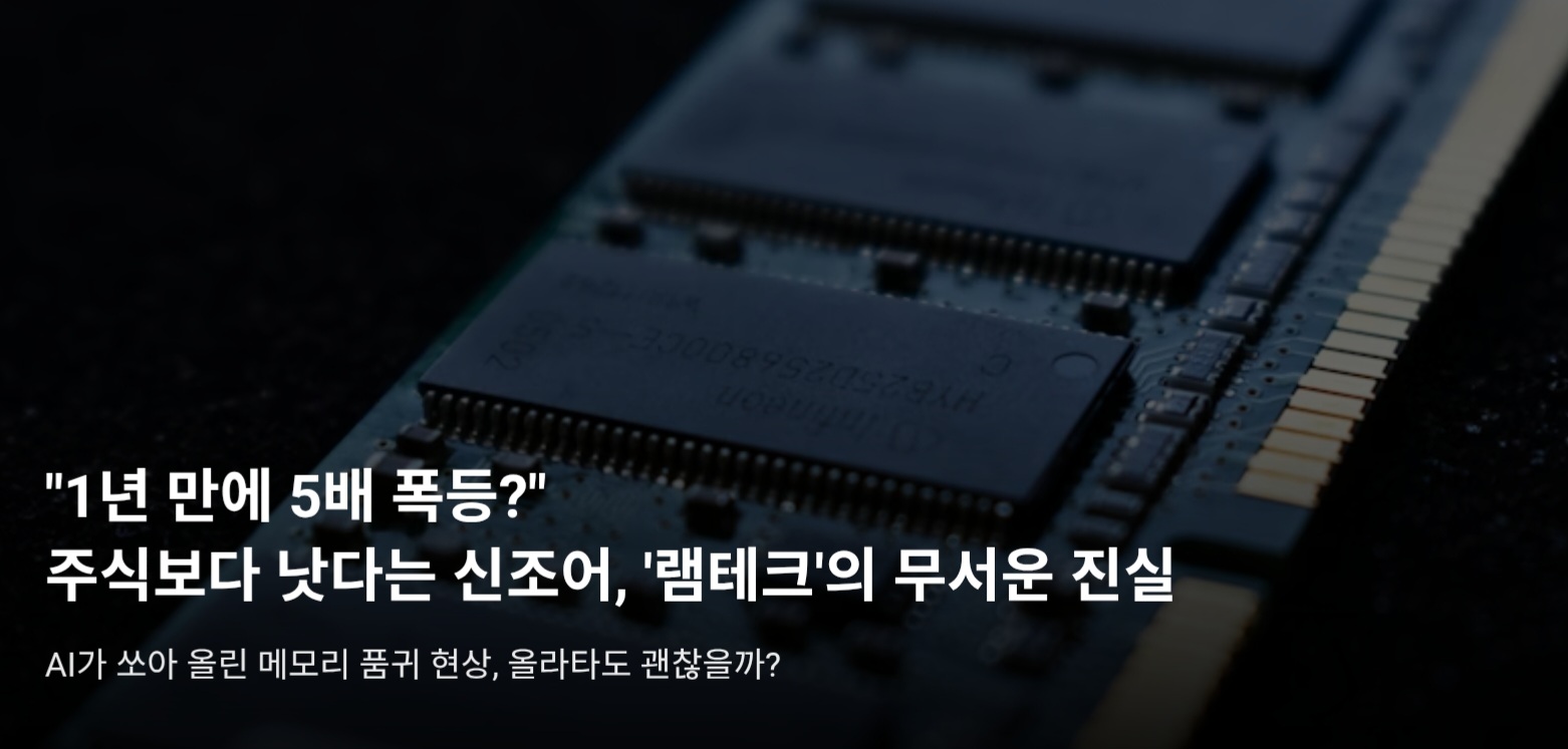 "1년 만에 5배 폭등?"주식보다 낫다는 신조어, '램테크'의 무서운 진실