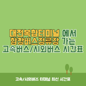 대전복합터미널에서 함창버스정류장 가는 시외버스 시간표 최신정보