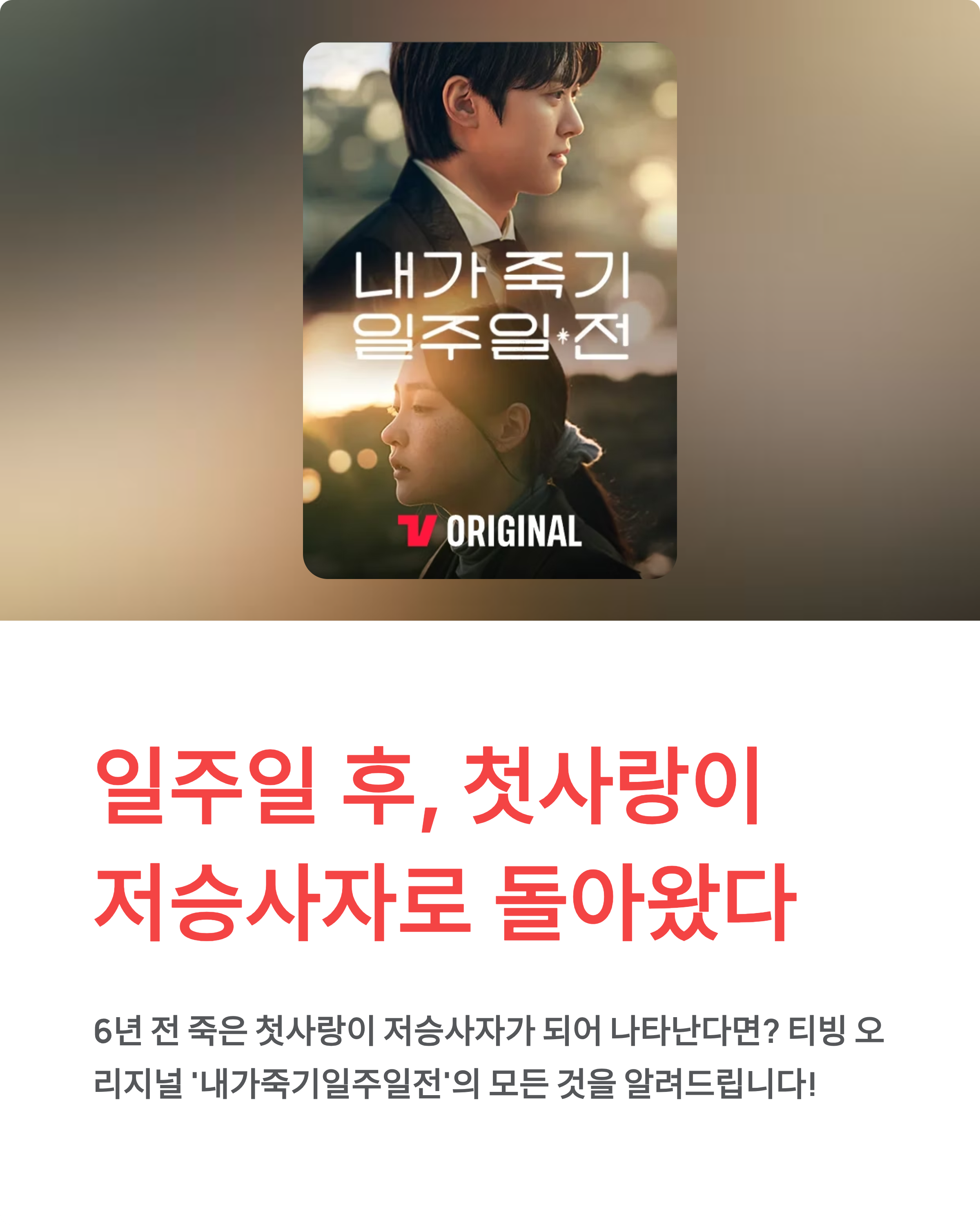 내가죽기일주일전 등장인물·출연진·결말 총정리! 재방송·책 정보