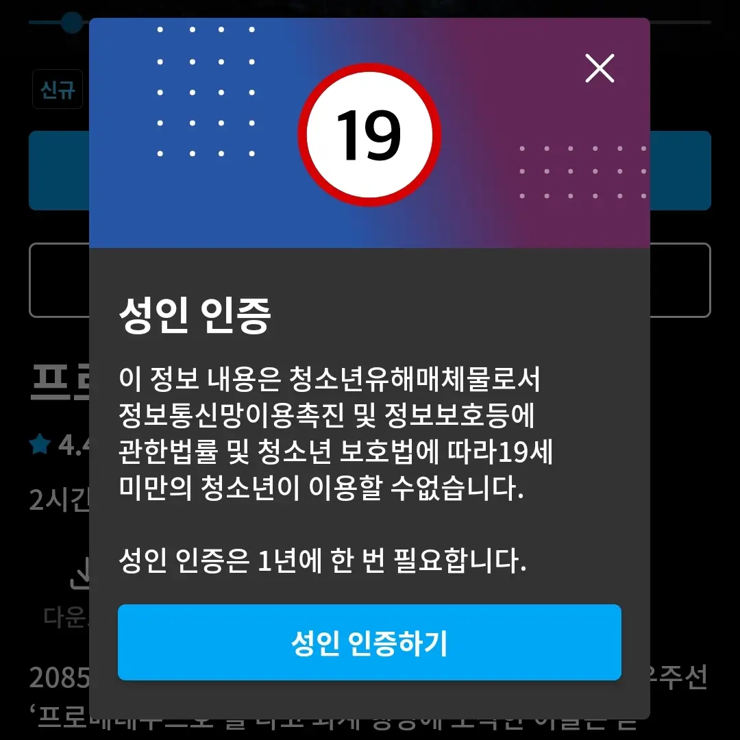 쿠팡플레이 앱 성인 인증