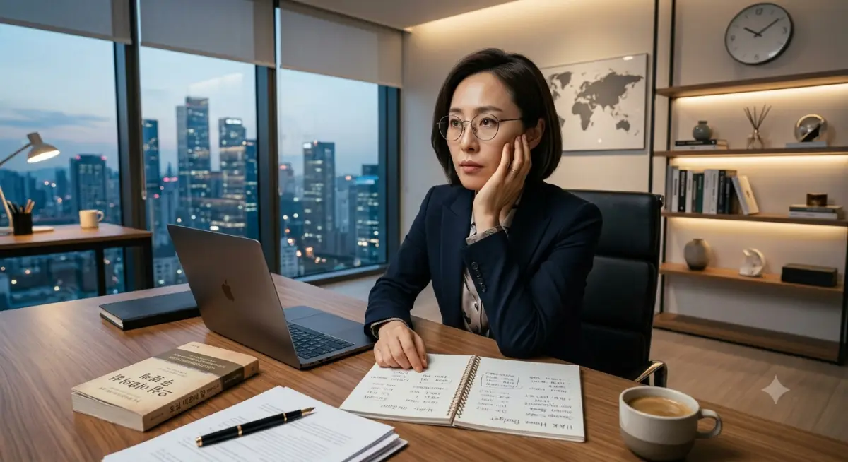40대 인생 고민하는 이미지