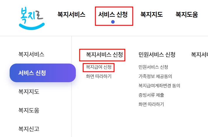 복지로-메뉴내용