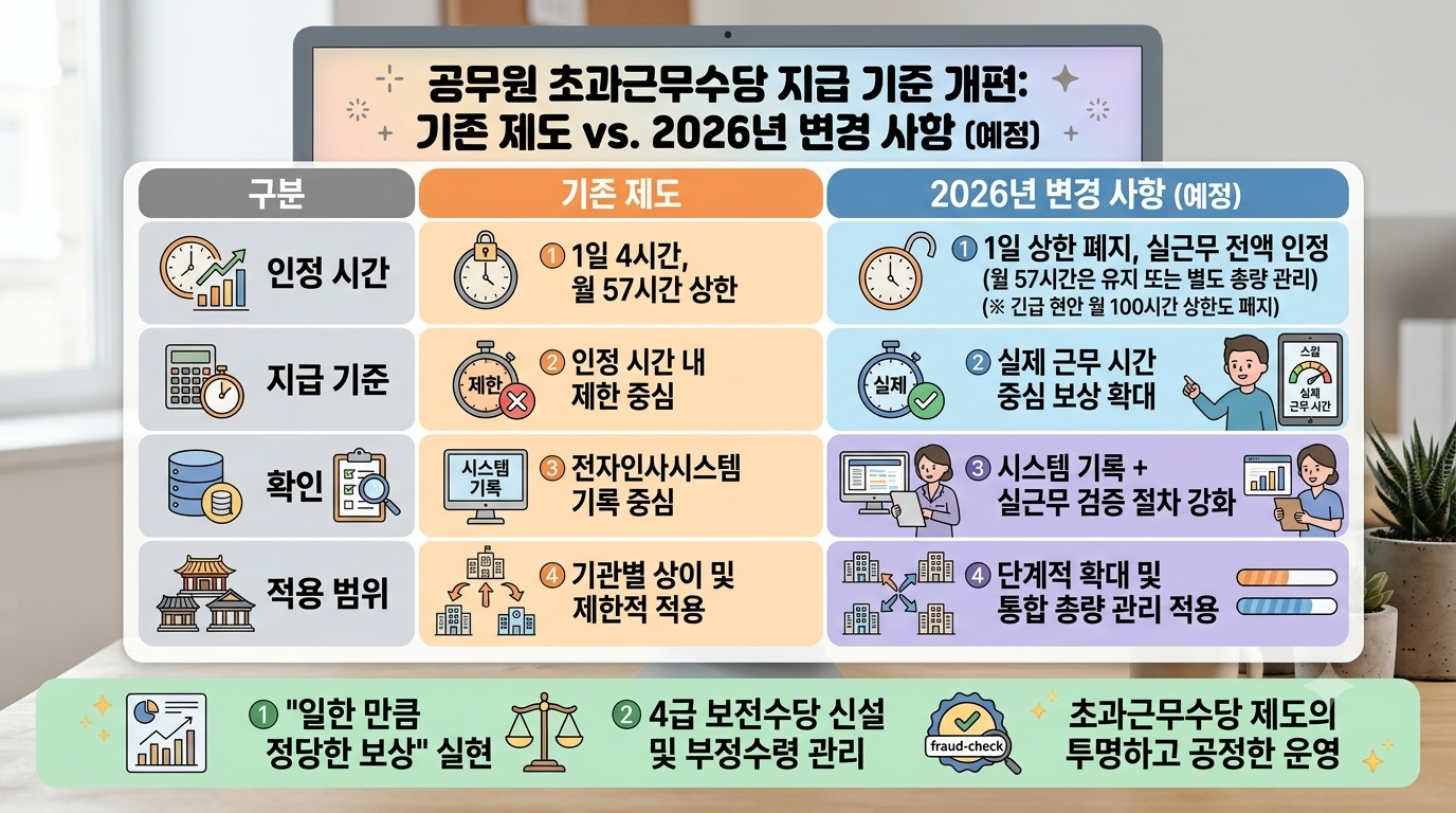 공무원 초과근무수당 상한기준 변경사항