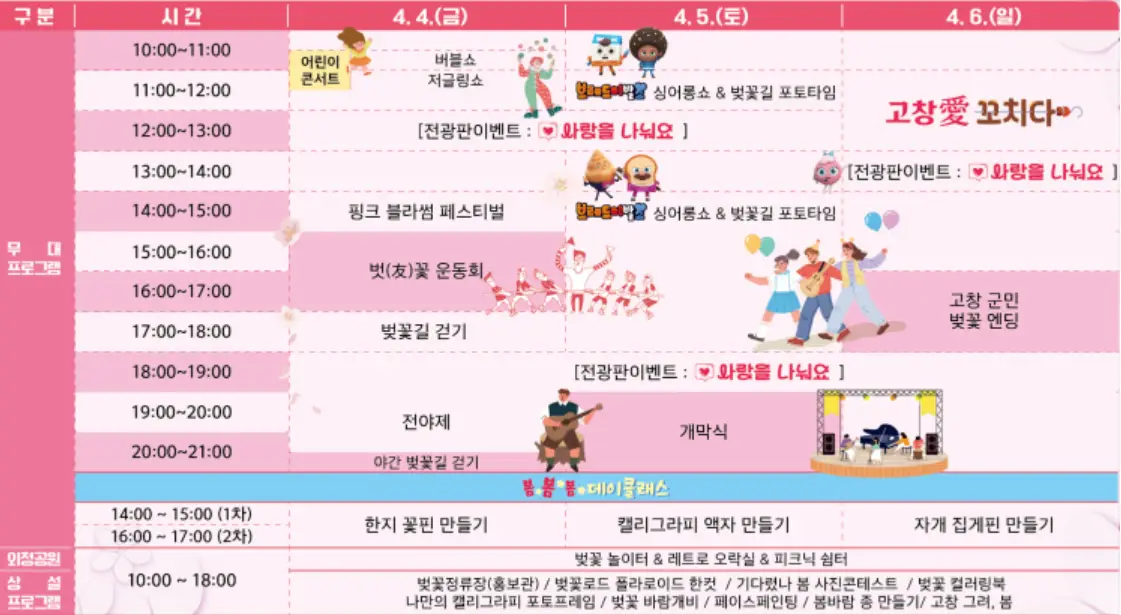 고창-벚꽃축제-일정표