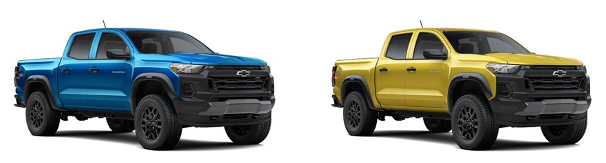[픽업트럭 추천] 신형 3세대 콜로라도 풀체인지 색상 글레이셔 블루 메탈릭, 니트로 옐로 메탈릭
