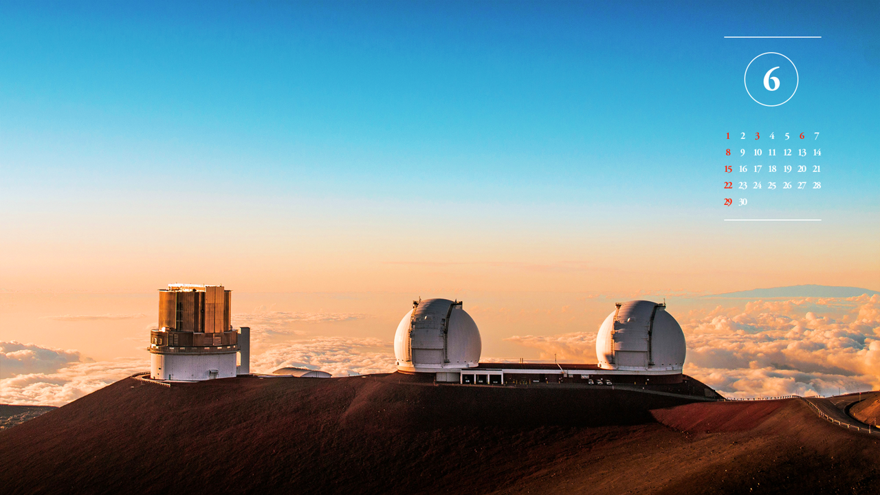 05 노을과 마우나케아 천문대 확대 A - 2025년6월 노트북배경화면