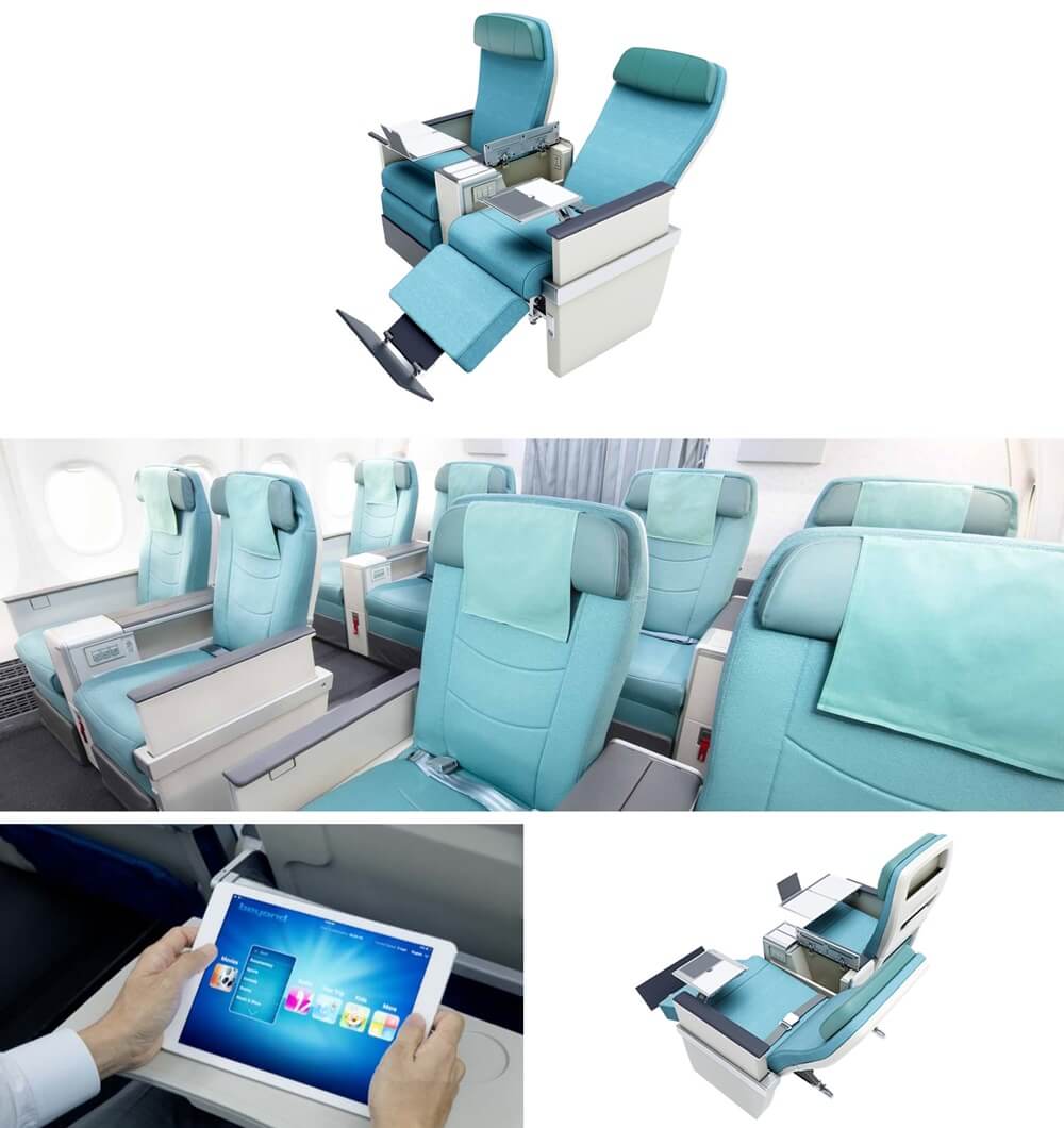 대한항공 B737MAX 여객기에 프레스티지 좌석이 설치된 기내 모습