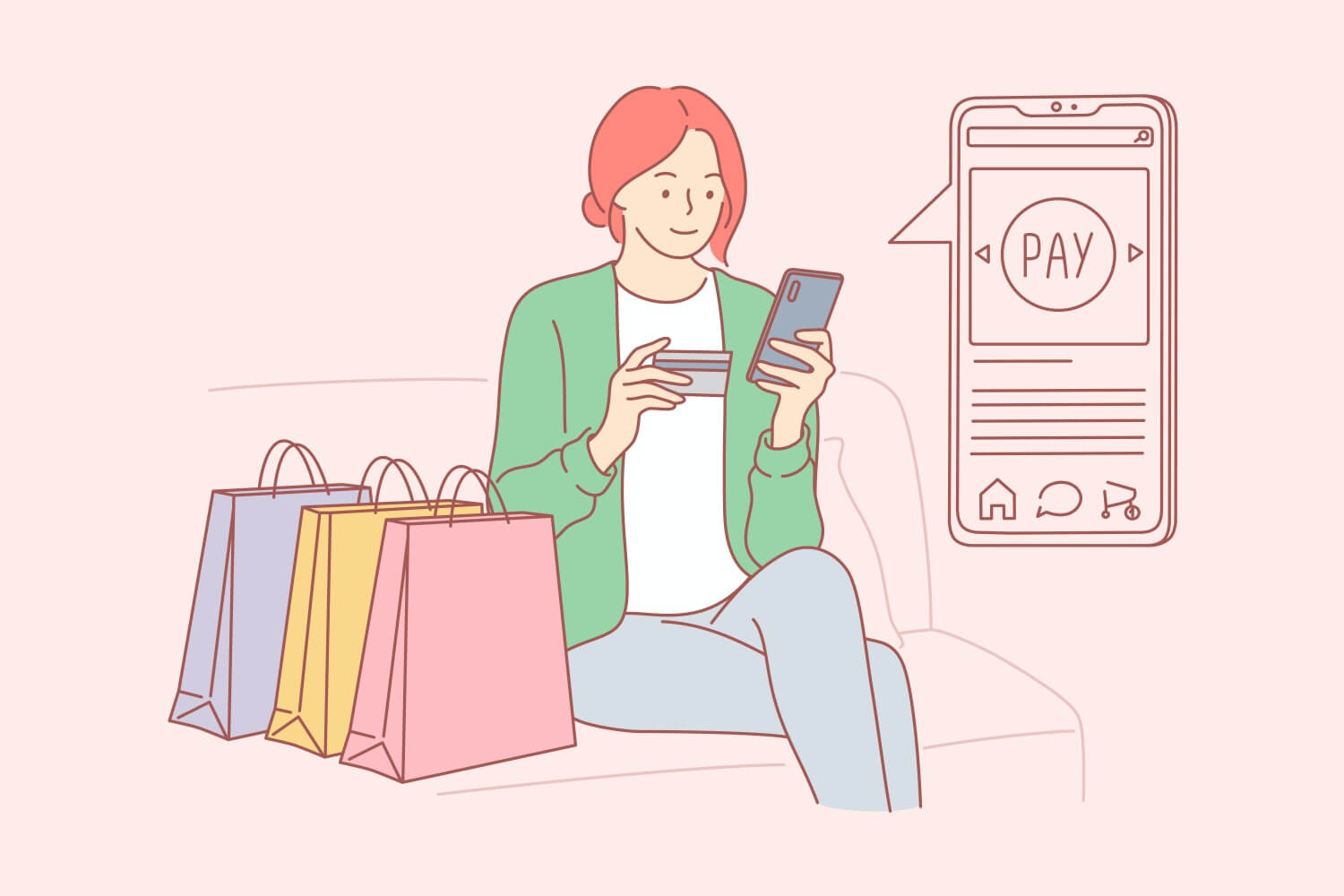 구매내역확인하는여성