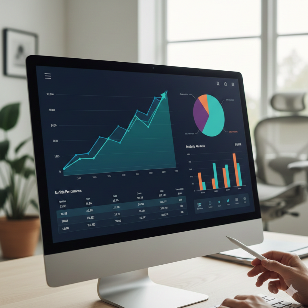 주식 챠트를 분석하는 사진