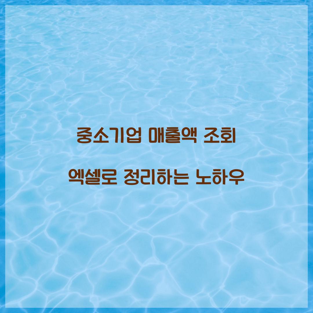 중소기업 매출액 조회 엑셀로 정리하는 노하우