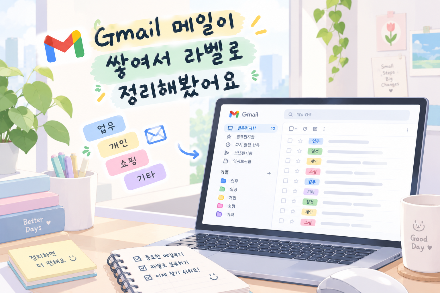 Gmail 메일이 쌓여서 라벨로 정리해 봤어요