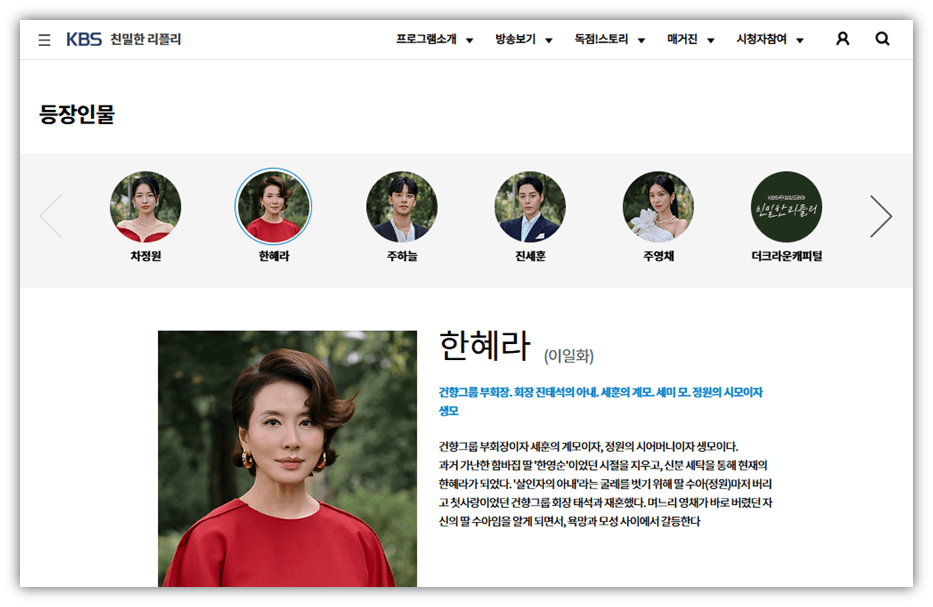 친밀한 리플리 KBS2 일일드라마 등장인물 인물관계도 출연진