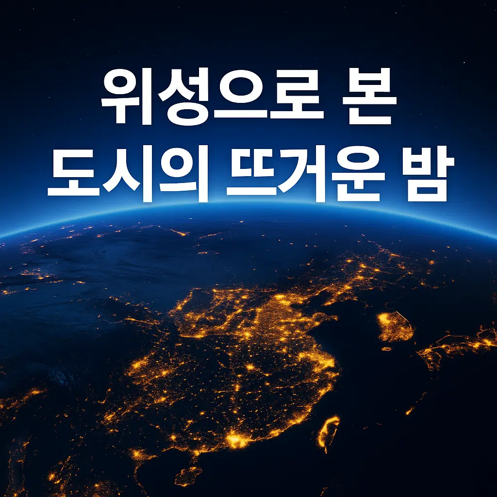 위성으로 본 도시 열섬 현상과 야간 열기 분포를 보여주는 지구 이미지