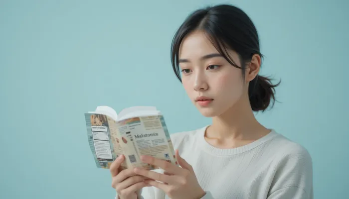 멜라토닌 영양제 성분표를 확인하는 사람