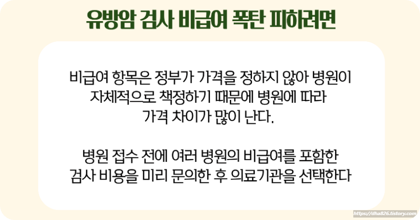 유방암 검사 비용 비급여 폭탄 피하려면