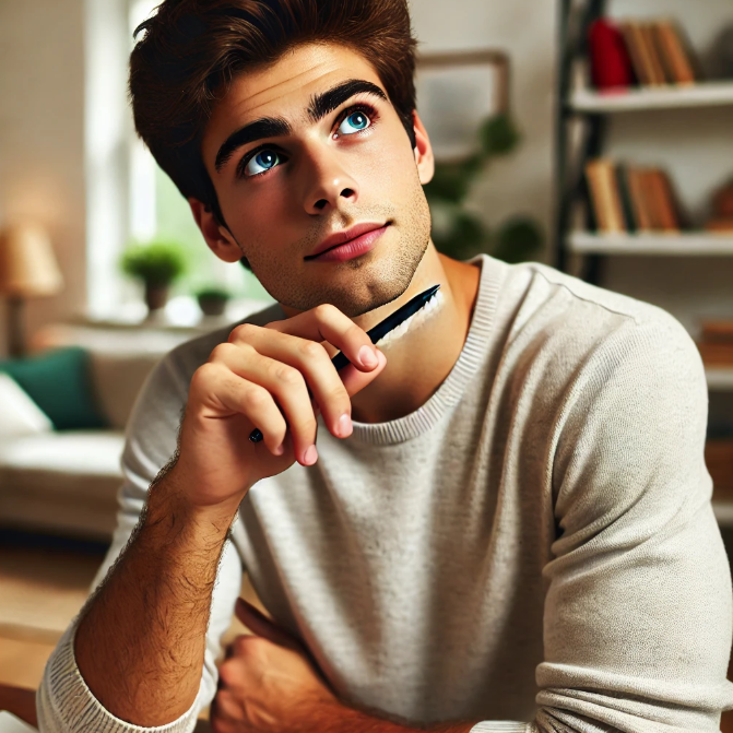 궁금증에 대해 고민하는 모습