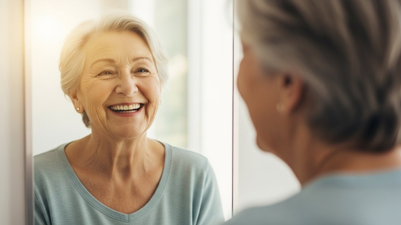 정부 지원을 활용한 임플란트 치료로 건강한 노후 치아 관리를 상징하는 이미지