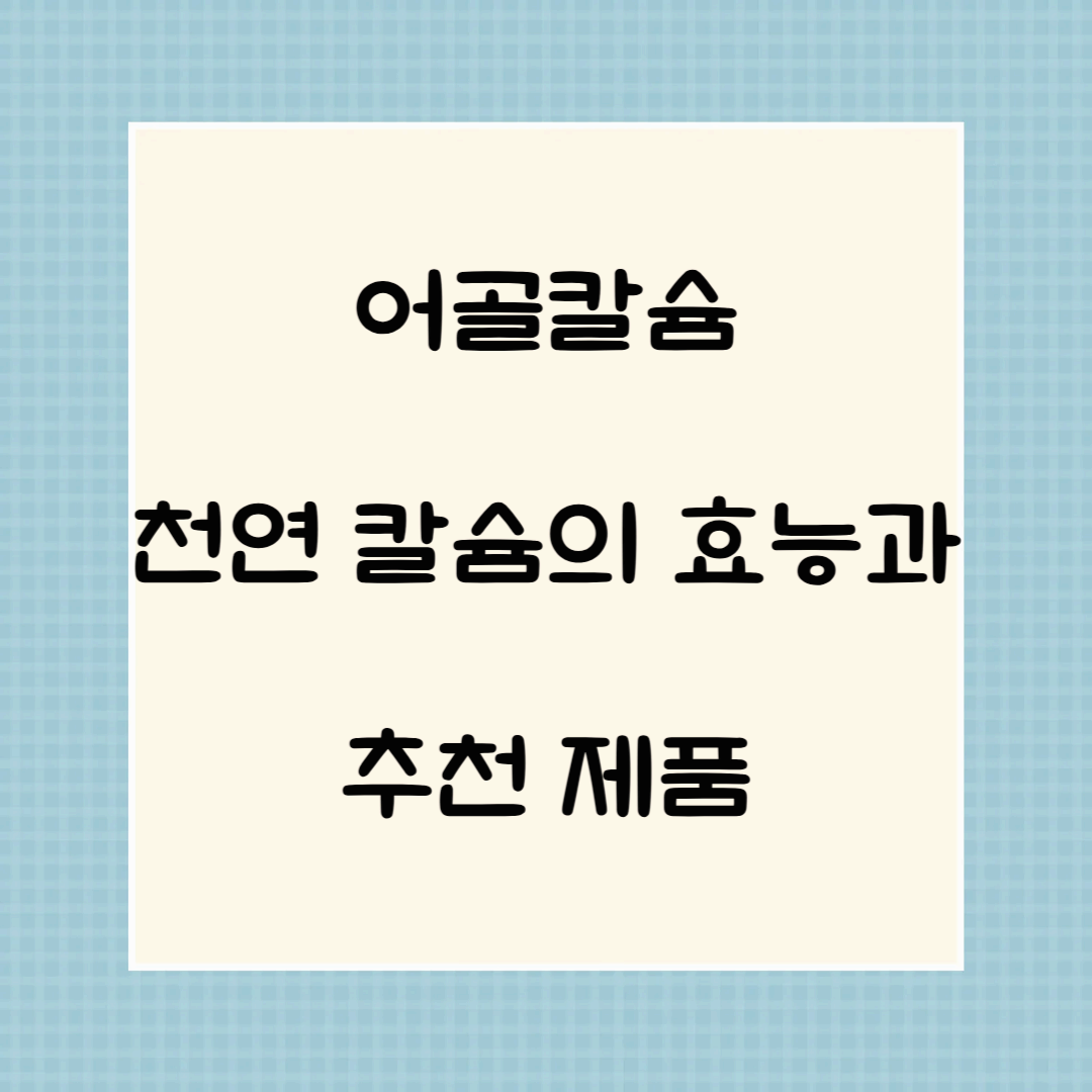 어골칼슘: 천연 칼슘의 효능과 추천 제품