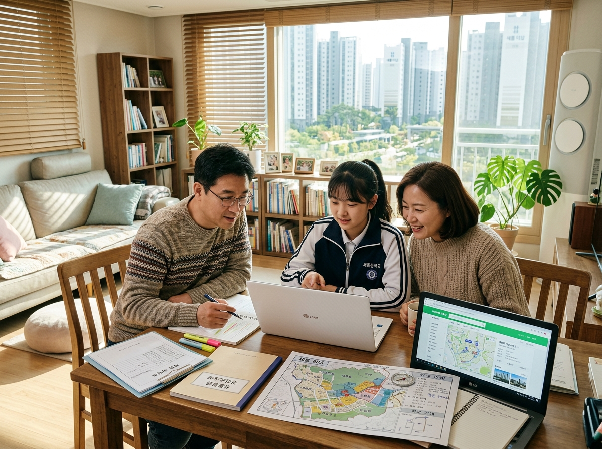 학군 이사 고민하는 학부모 가족