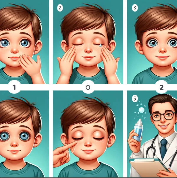 눈을 자주 깜빡이는 아이를 형상화한 ai 이미지. 안구건조증과 틱 장애가 구분되지 않는 경우에 어떤 증상으로 구분할 수 있고, 어떤 예방법과 치료법이 있는지 알아보자