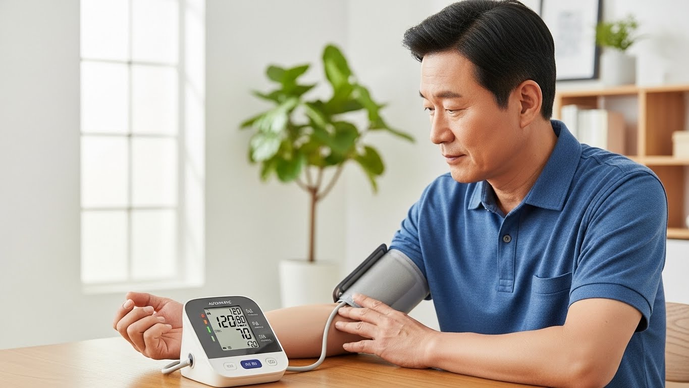 집에서 혈압계로 정확하게 혈압을 측정하는 방법 안내 이미지