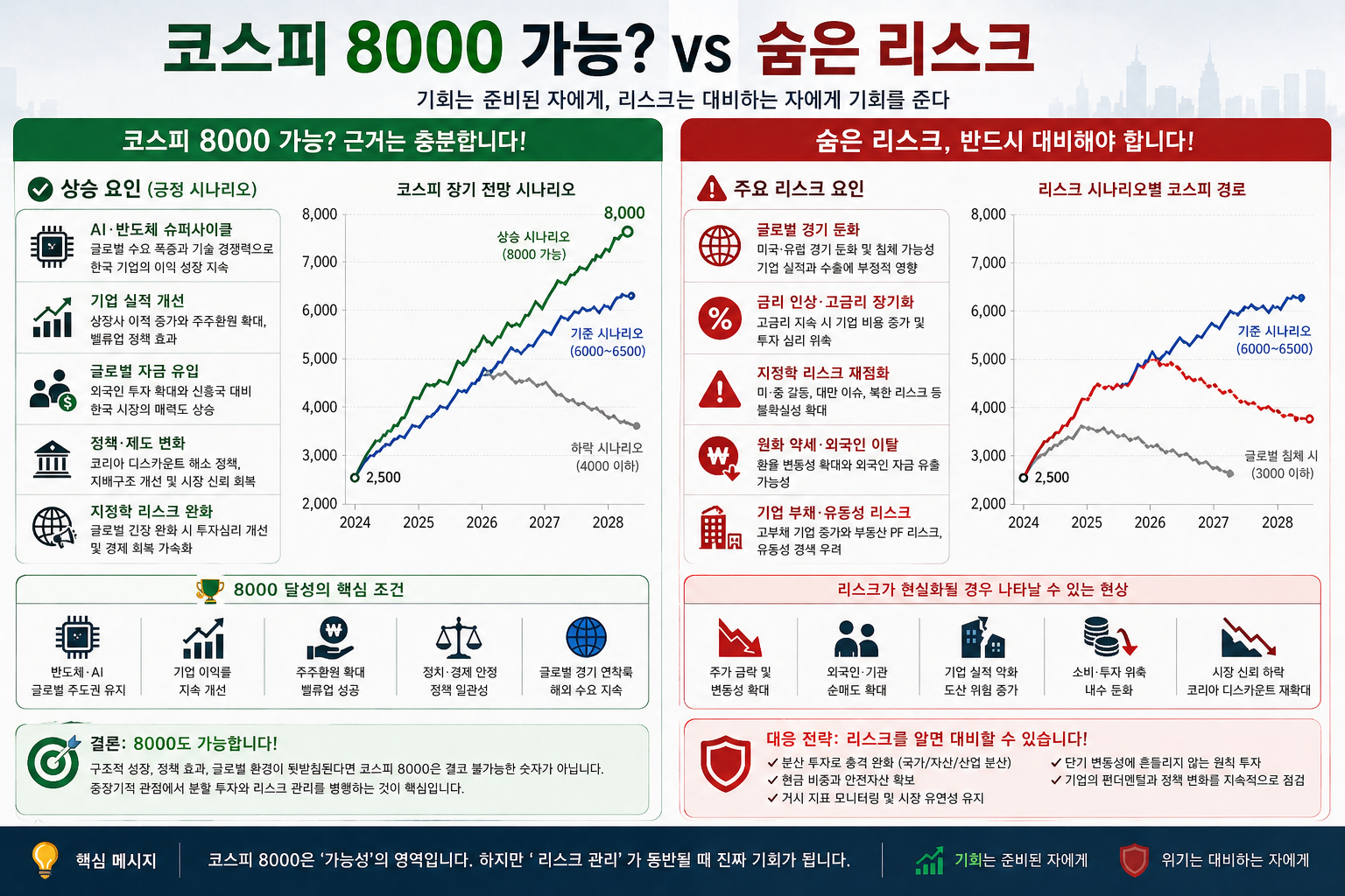 코스피 8000전망 vs 숨은 리스크 대비 이미지