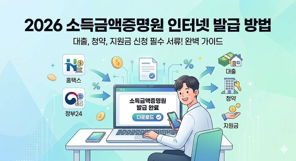 2026 대출 청약 지원금 신청 필수 서류, 소득금액증명원 인터넷발급방법 알아보기