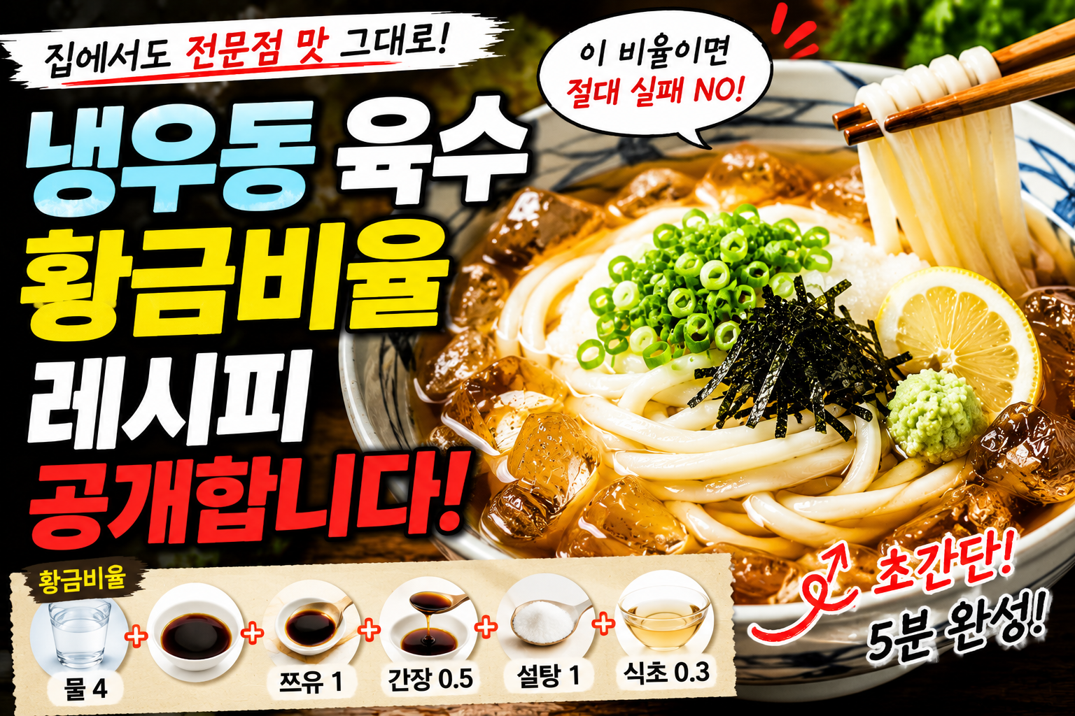 냉우동 육수 황금비율 레시피 공개합니다