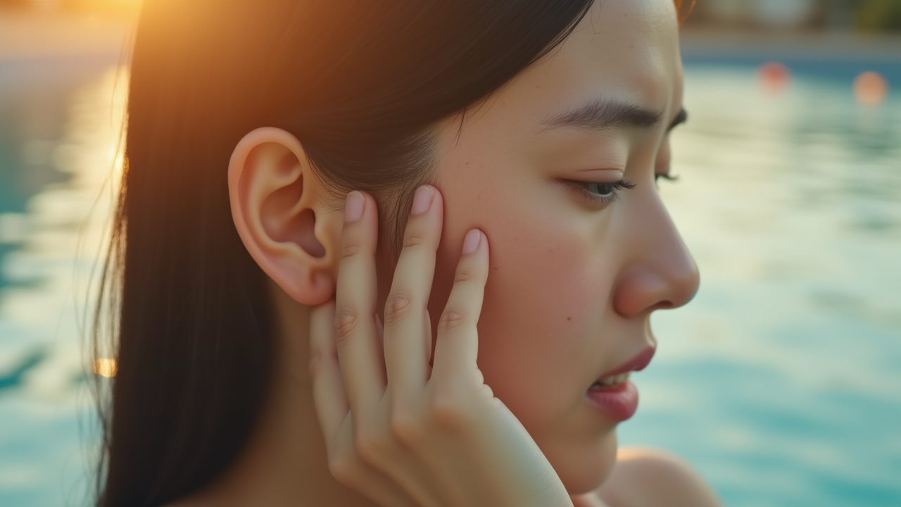 여름철 물놀이 후 올바른 귀 관리 방법을 보여주는 예시 이미지