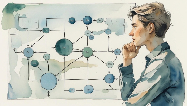 INTP는 관계에서 감정보다는 생각과 의미를 먼저 분석합니다. ‘정’이라는 감정조차도 그들은 구조적으로 바라보려 하고, 그 흐름 속에서 자신이 어떤 역할을 갖는지를 관찰합니다에 관한 그림