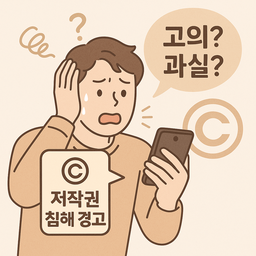 저작권법 사실을 통보받고 당황하는 남성 이미지