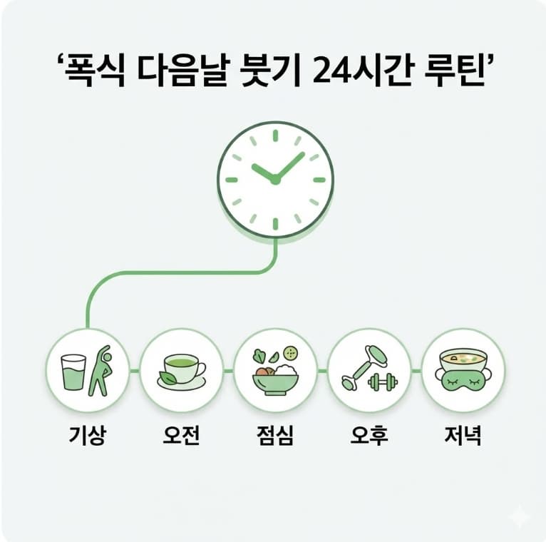 폭식 다음날 붓기 24시간 루틴 인포그래픽