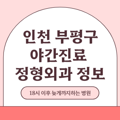 인천 부평구 야간진료 정형외과 병원 (18시 이후 늦게까지하는 병원)