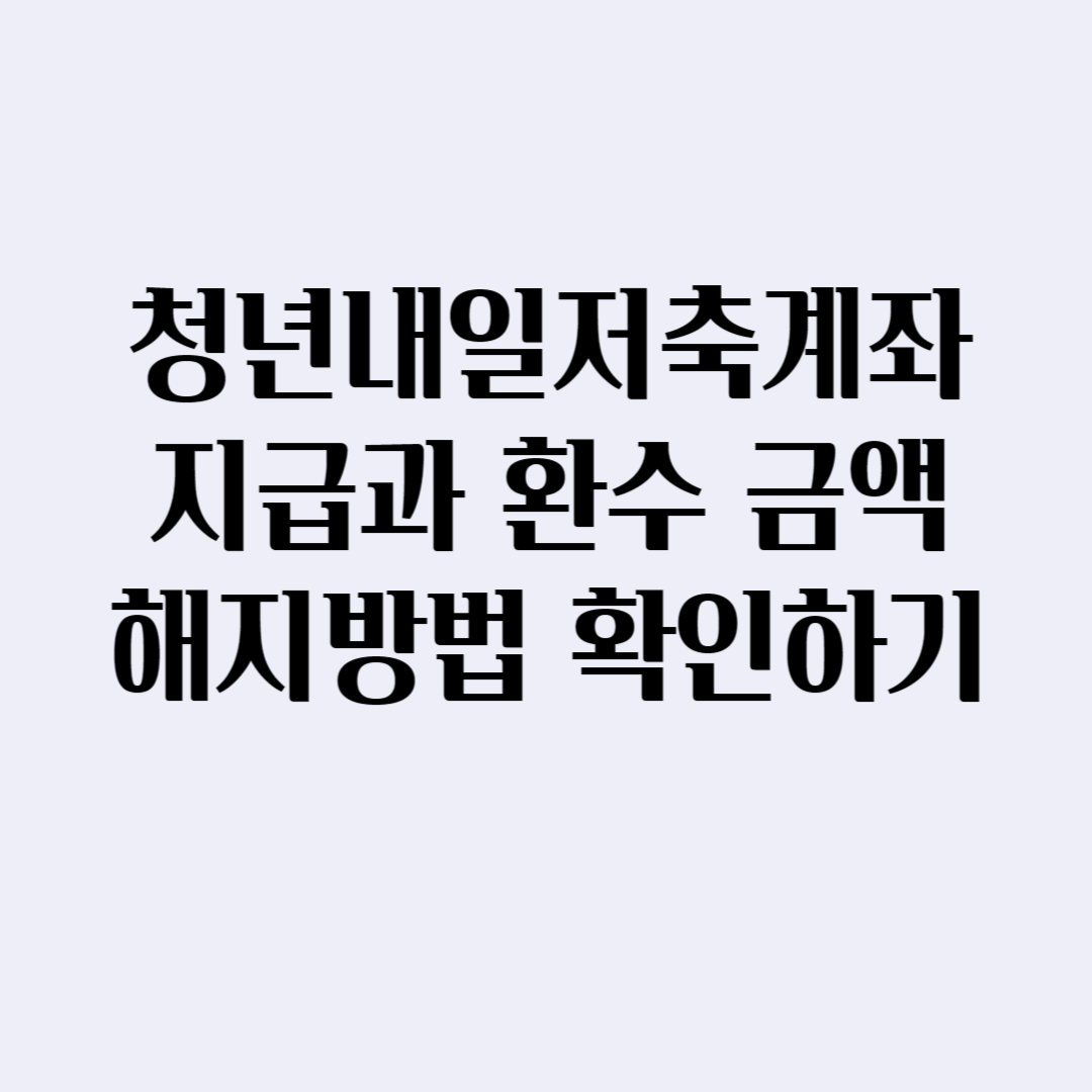 청년내일저축계좌 지급과 환수 금액 해지방법 확인하기