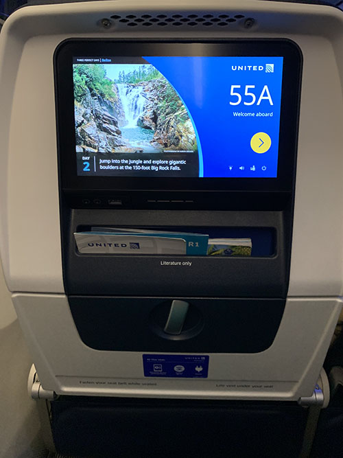 유나이티드항공 기내 엔터테인먼트 모니터