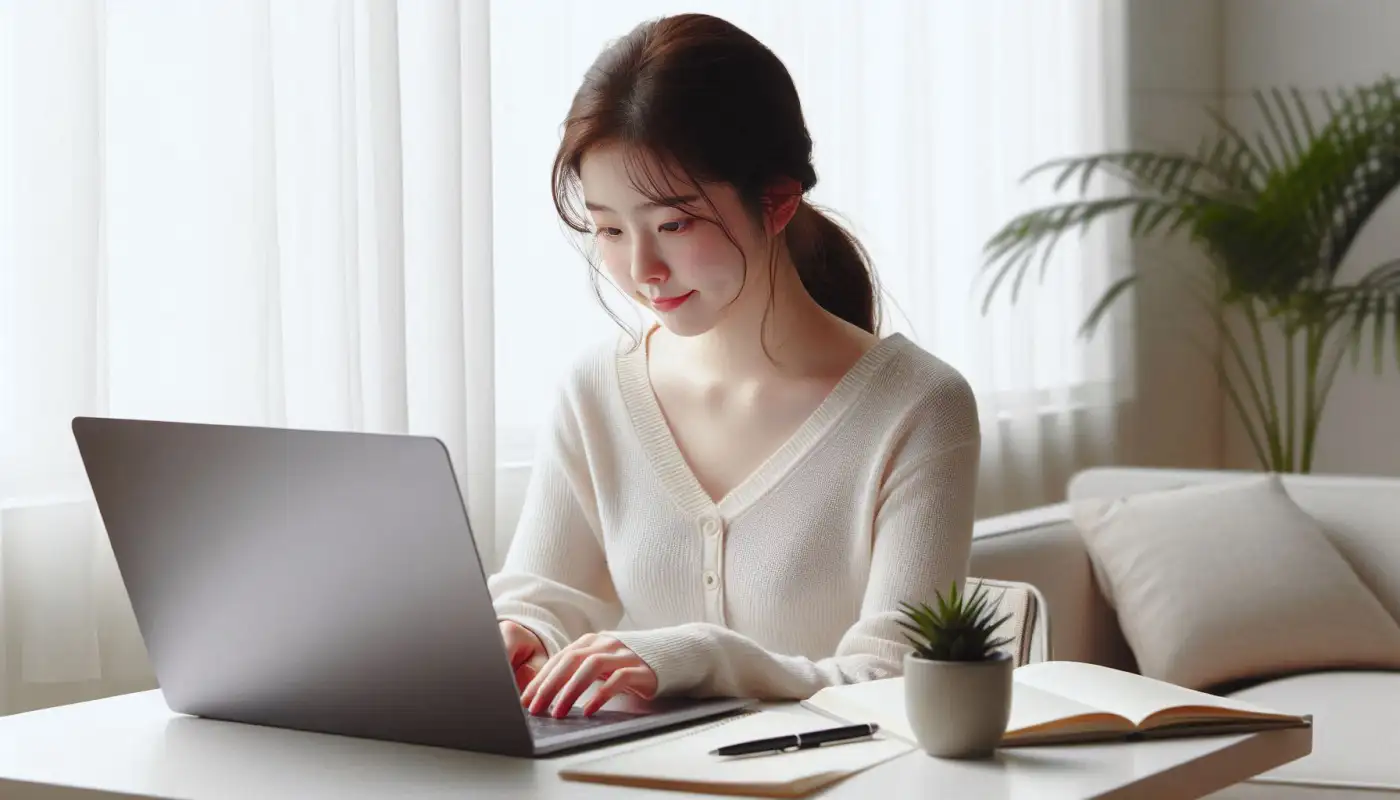 가상화폐-지갑-만들기-방법을-알아보는-여성의-모습