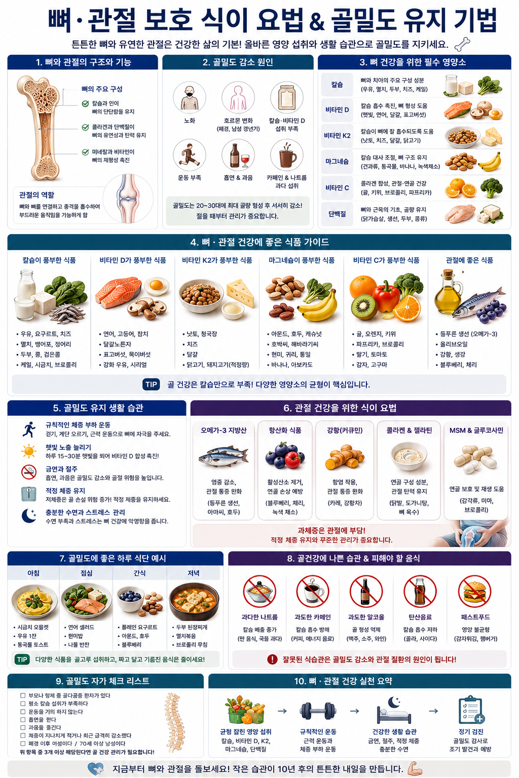 뼈 관절 보호 식이 요법 골밀도 유지 기법