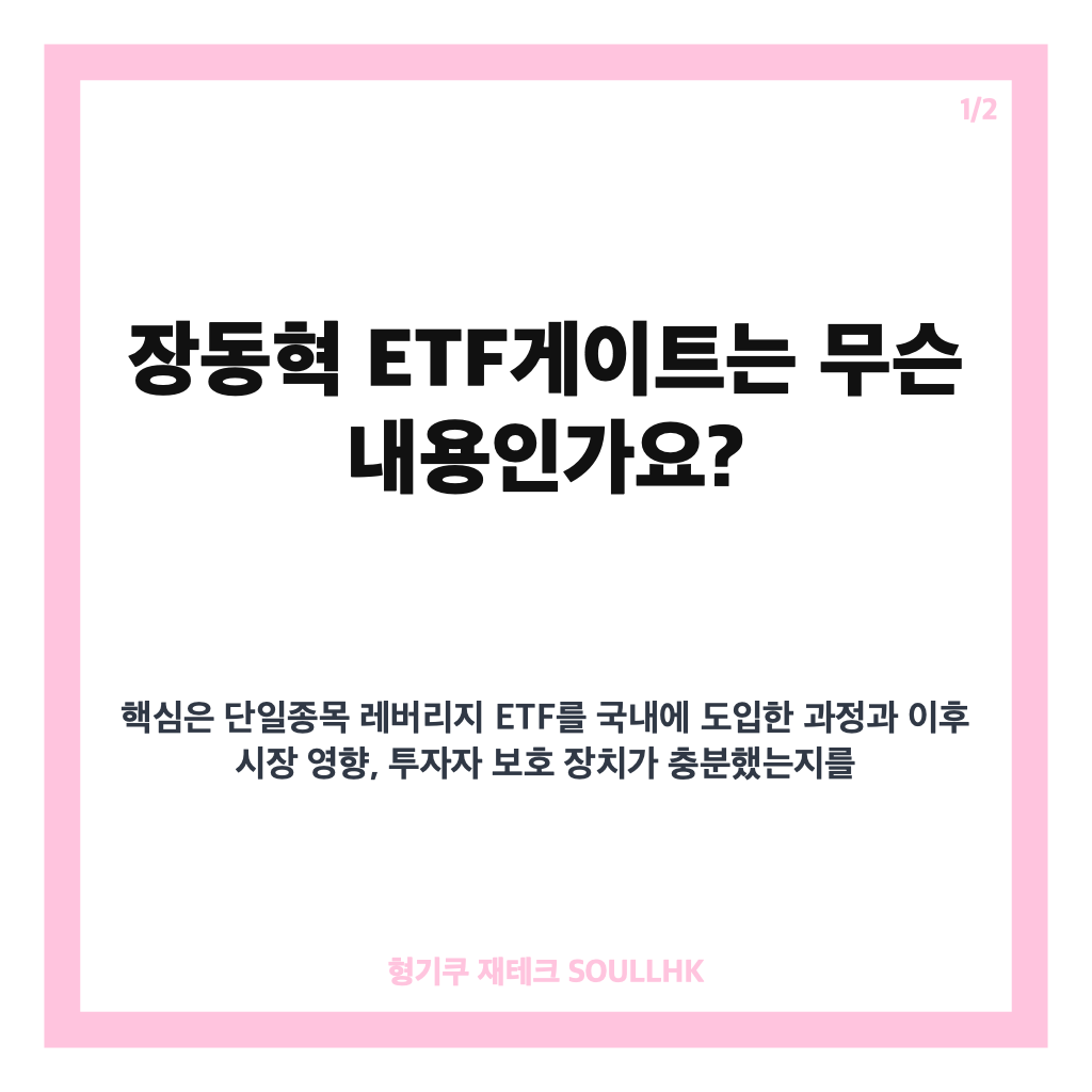 장동혁 ETF게이트, 단일종목 레버리지 ETF 논란과 국정조사&middot;특검 추진 내용 정리 카드뉴스 1