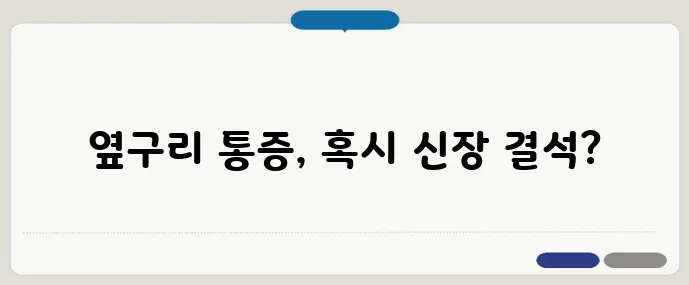 신장 결석 증상 - 통증으로 알아보는 초기 신호