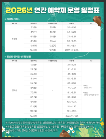 국립자연휴양림 예약통합시스템 예약 일정