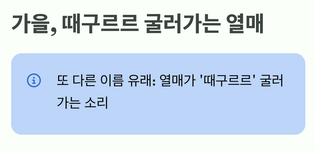 가을, 때구르르 굴러가는 열매