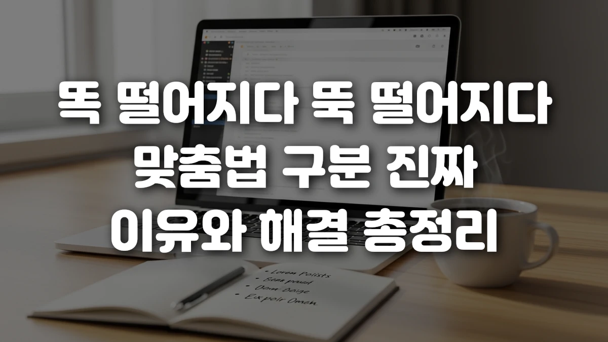 똑 떨어지다 뚝 떨어지다 맞춤법 구분 진짜 이유와 해결 총정리