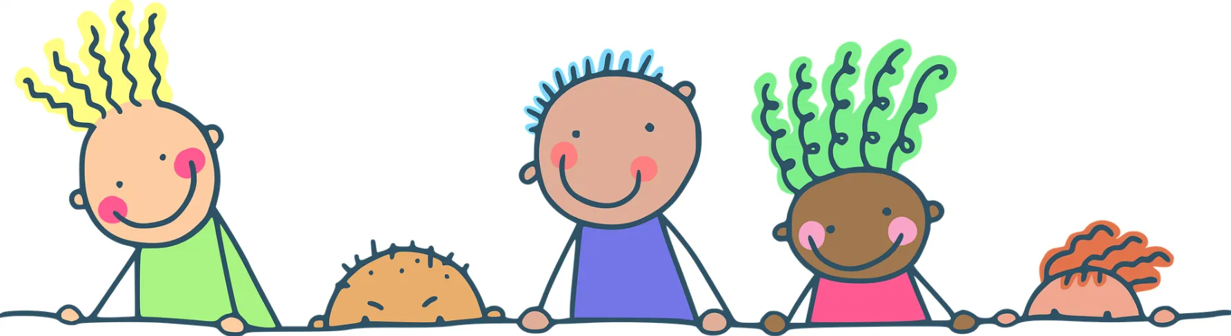 미소-짓고-있는-유치원생-아이들-5명