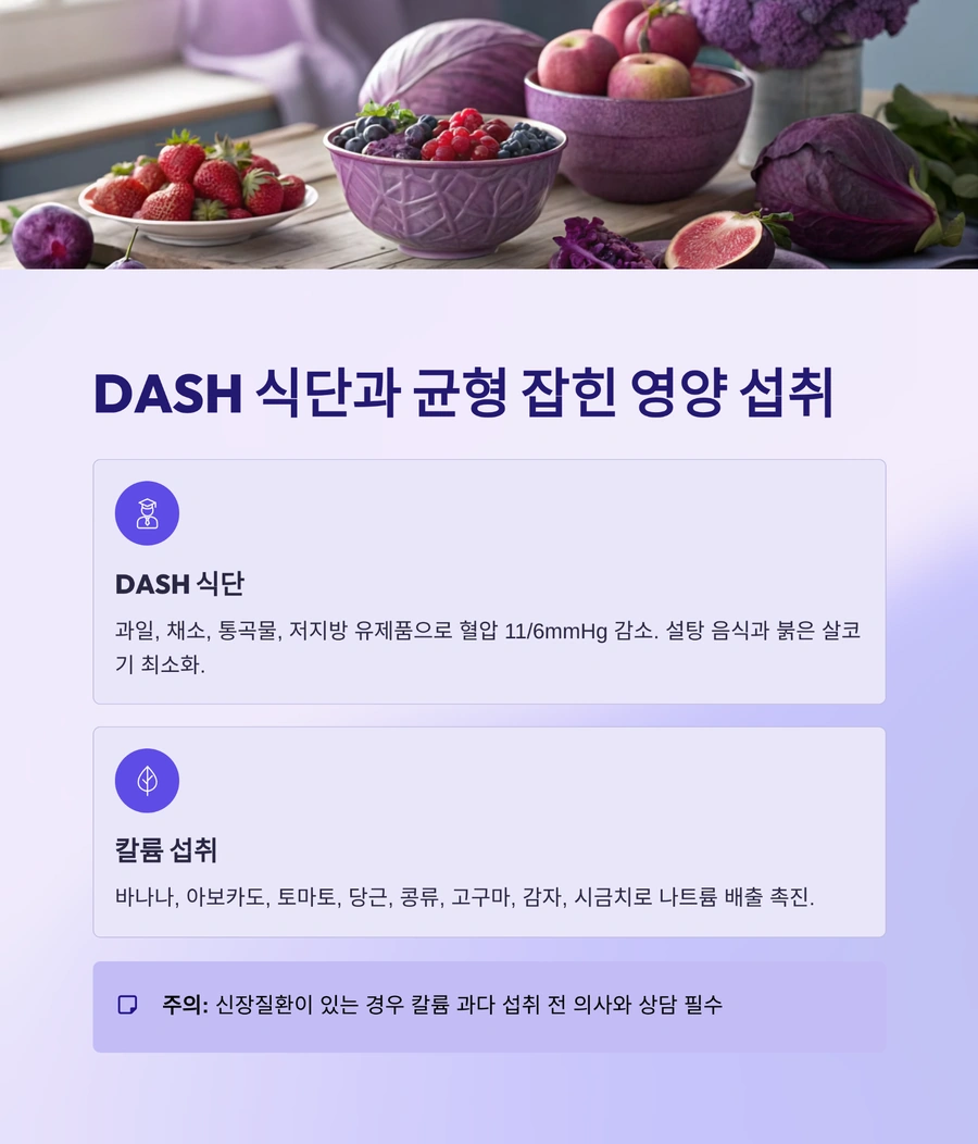 DASH 식단과 과일&middot;채소 중심의 균형 잡힌 영양 섭취 안내