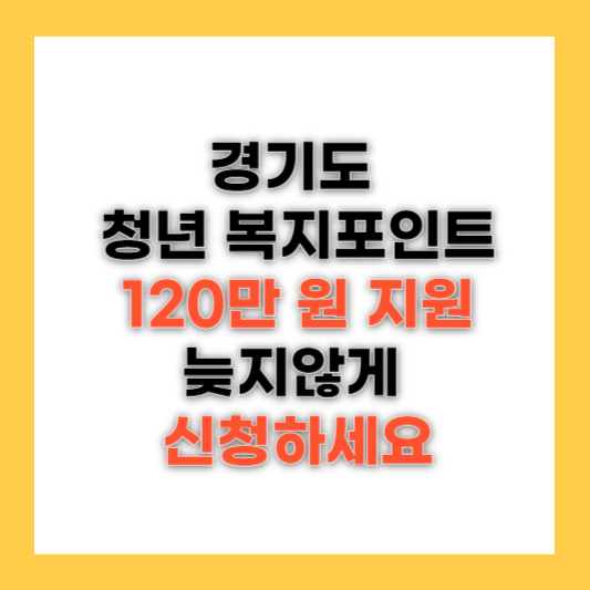 경기도 청년 복지포인트 120만 원 지원대상 및 자격, 기간내에 신청하세요